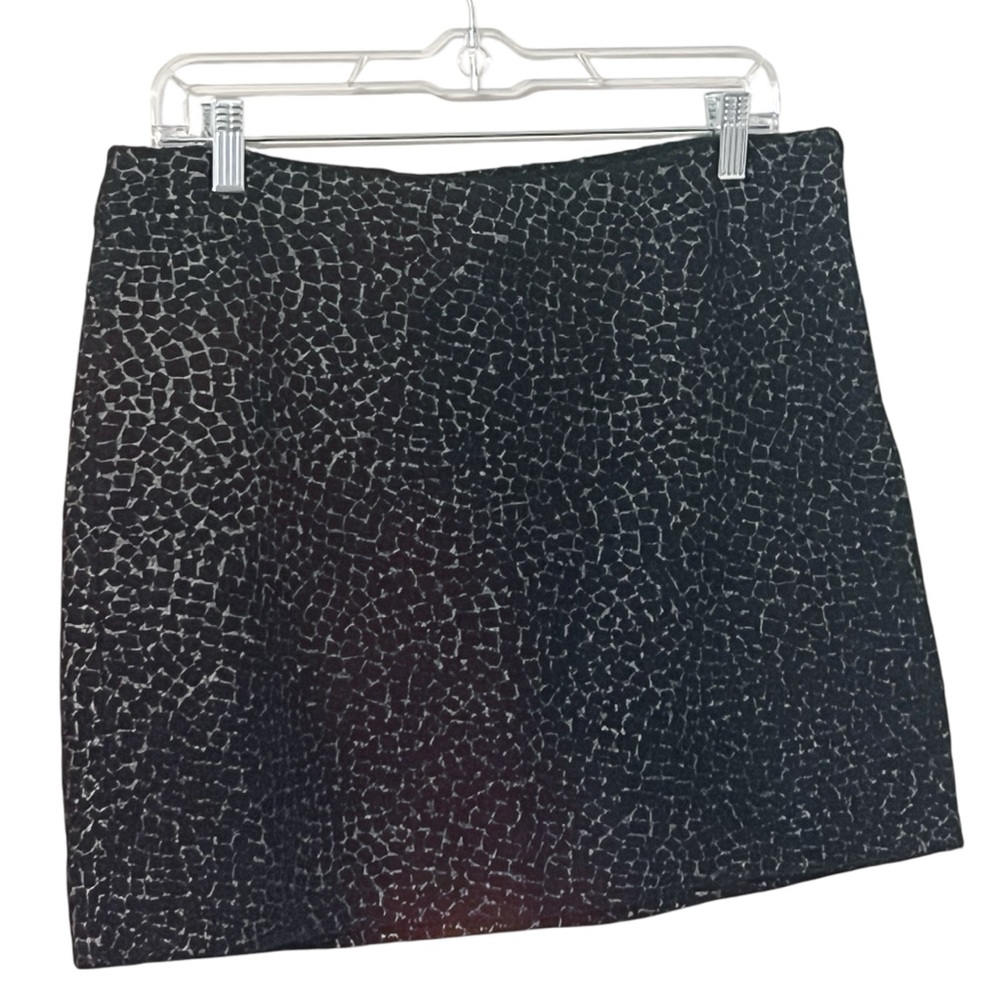 Diane von Furstenberg Black Wool Animal Print Miniskirt Soze M Winter‎ Neutrals